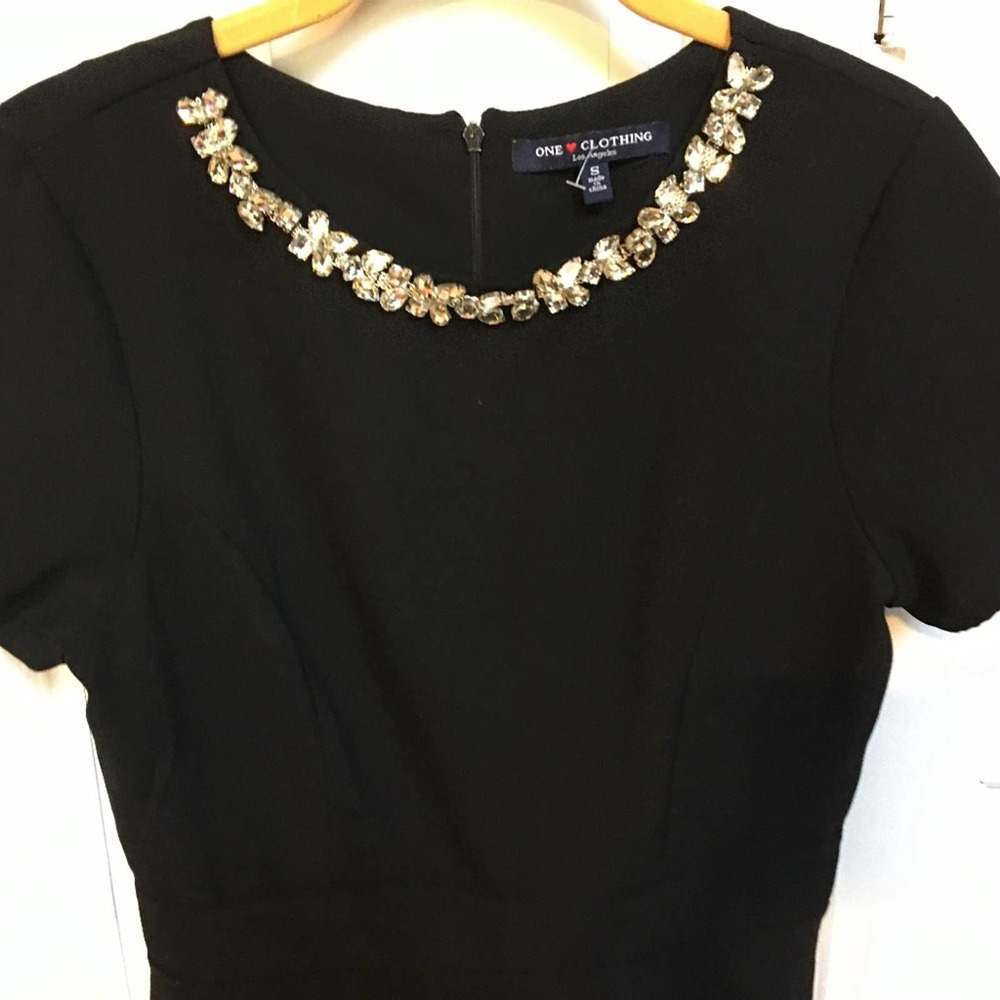 One Clothing Black Dress w/ Rhinestone Detail - Picture 3 of 8